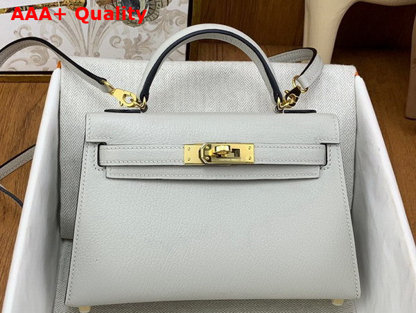 Hermes Mini Kelly II in Pearl Gray Goatskin Replica