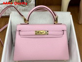 Hermes Mini Kelly II in Pink Goatskin Replica