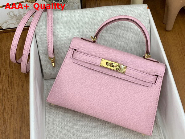 Hermes Mini Kelly II in Pink Goatskin Replica