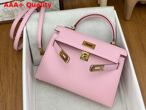 Hermes Mini Kelly II in Pink Goatskin Replica