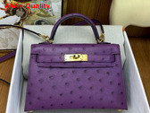 Hermes Mini Kelly II in Purple Ostrich Leather Replica