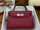 Hermes Mini Kelly II in Ruby Epsom Leather Replica