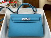 Hermes Mini Kelly II in Sky Blue Goatskin Replica