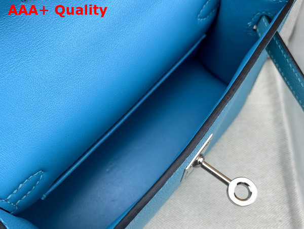 Hermes Mini Kelly II in Sky Blue Goatskin Replica