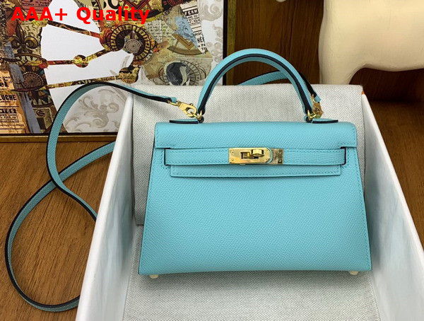 Hermes Mini Kelly II in Turquoise Goatskin Replica