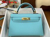 Hermes Mini Kelly II in Turquoise Goatskin Replica