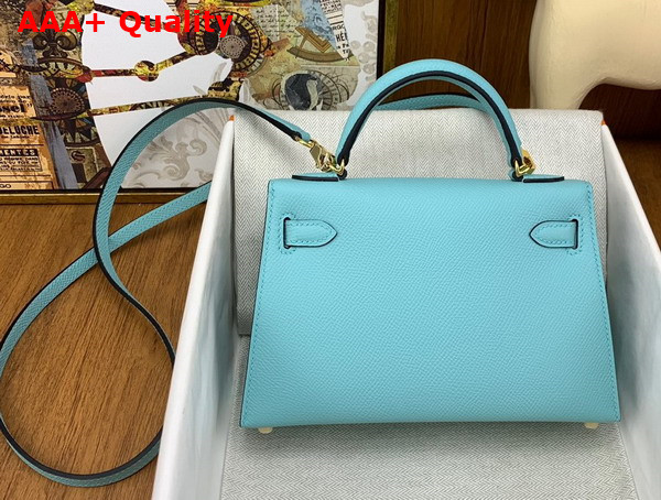 Hermes Mini Kelly II in Turquoise Goatskin Replica