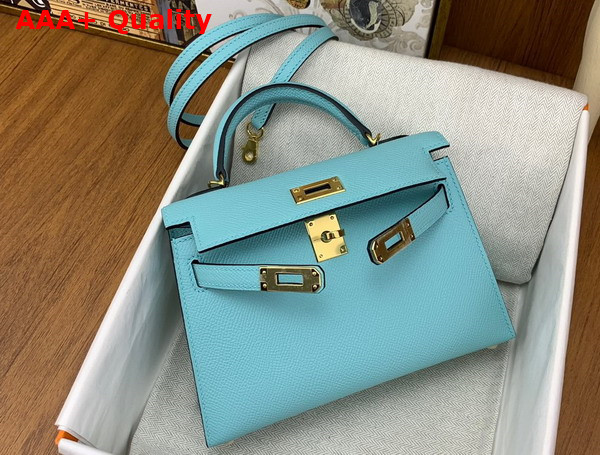 Hermes Mini Kelly II in Turquoise Goatskin Replica