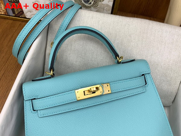 Hermes Mini Kelly II in Turquoise Goatskin Replica