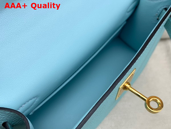 Hermes Mini Kelly II in Turquoise Goatskin Replica