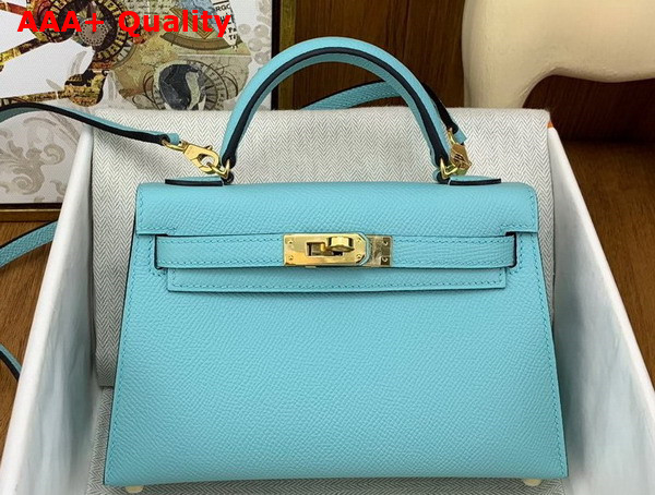 Hermes Mini Kelly II in Turquoise Goatskin Replica