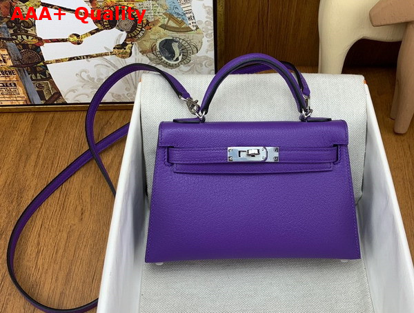 Hermes Mini Kelly II in Violet Goatskin Replica