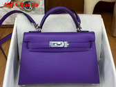 Hermes Mini Kelly II in Violet Goatskin Replica