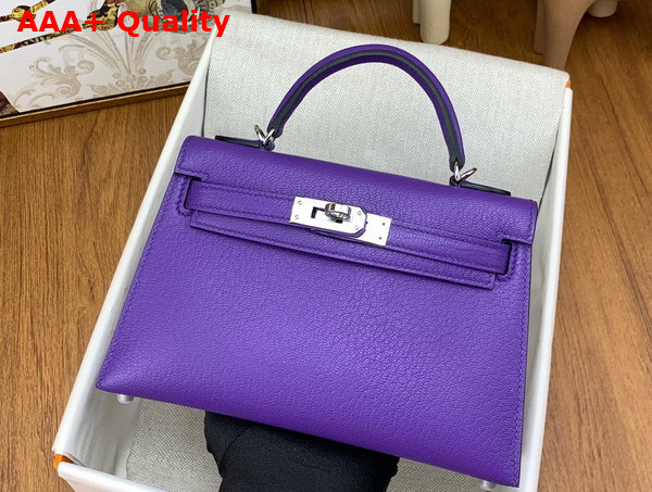 Hermes Mini Kelly II in Violet Goatskin Replica
