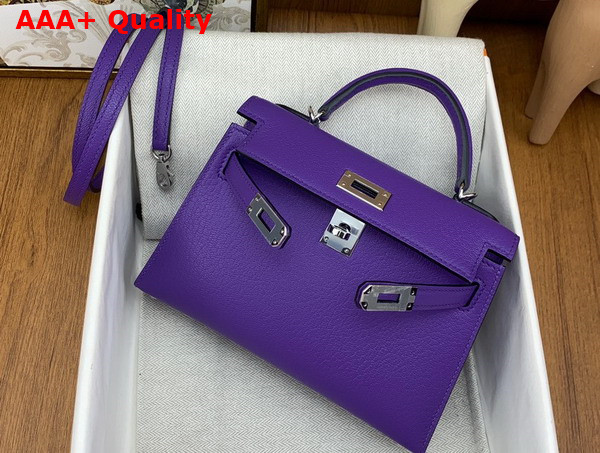 Hermes Mini Kelly II in Violet Goatskin Replica