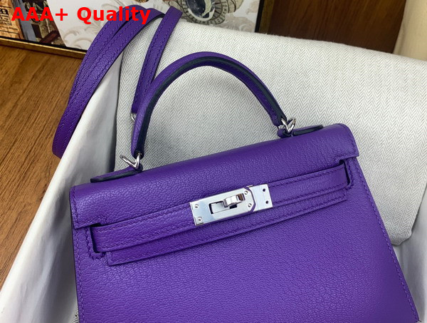 Hermes Mini Kelly II in Violet Goatskin Replica