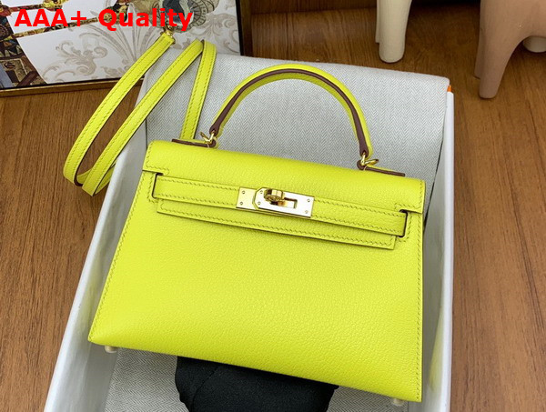 Hermes Mini Kelly II in Yellow Goatskin Replica