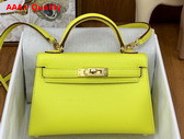 Hermes Mini Kelly II in Yellow Goatskin Replica