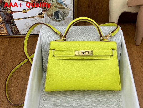 Hermes Mini Kelly II in Yellow Goatskin Replica