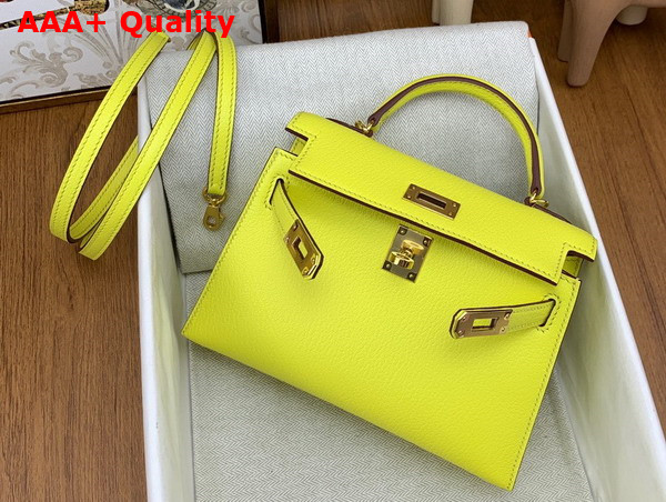 Hermes Mini Kelly II in Yellow Goatskin Replica