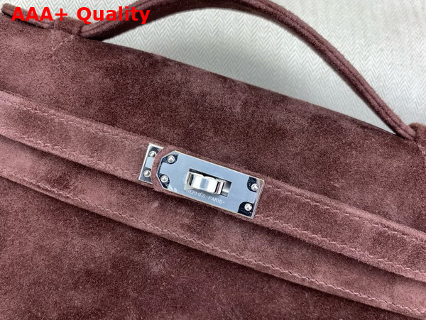 Hermes Mini Kelly Pochette in Brown Suede Calfskin Replica