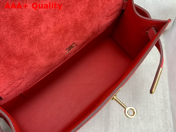 Hermes Mini Kelly Pochette in Red Suede Calfskin Replica