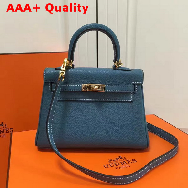 Hermes Mini Kelly in Blue Togo Leather Replica