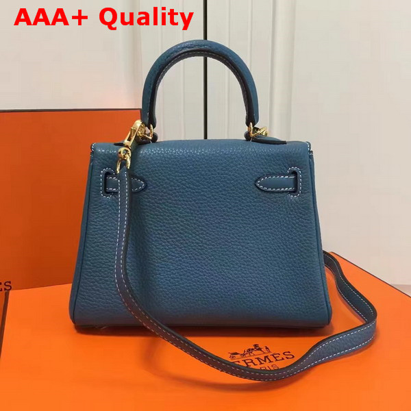 Hermes Mini Kelly in Blue Togo Leather Replica