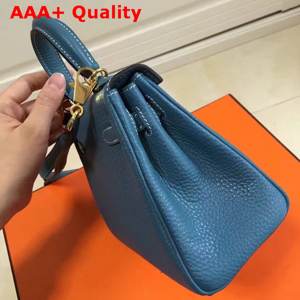 Hermes Mini Kelly in Blue Togo Leather Replica