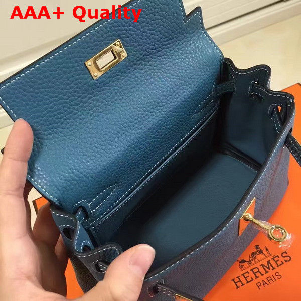 Hermes Mini Kelly in Blue Togo Leather Replica