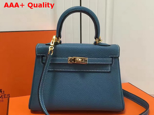 Hermes Mini Kelly in Blue Togo Leather Replica