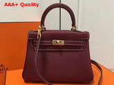 Hermes Mini Kelly in Burgundy Togo Leather Replica