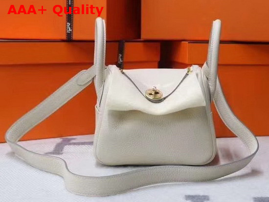 Hermes Mini Lindy Bag in Beige Taurillon Clemence Leather Replica