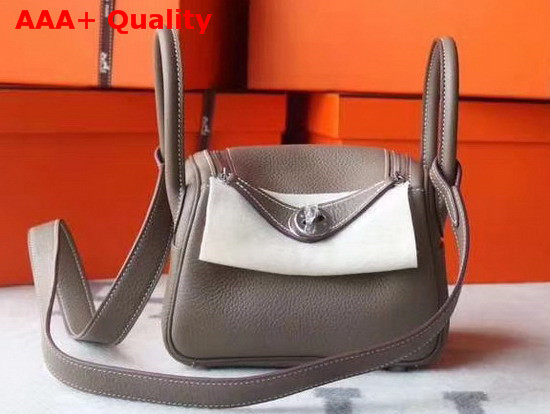 Hermes Mini Lindy Bag in Grey Taurillon Clemence Leather Replica
