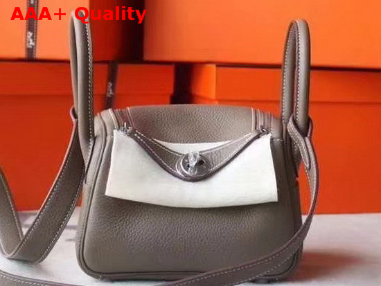 Hermes Mini Lindy Bag in Grey Taurillon Clemence Leather Replica