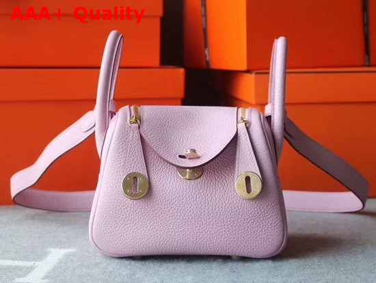 Hermes Mini Lindy Bag in Pink Taurillon Clemence Leather Replica