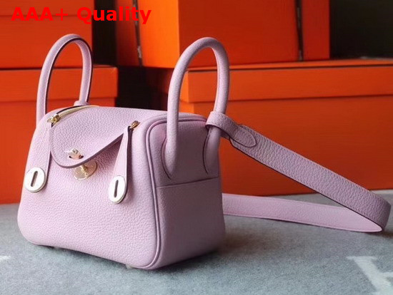 Hermes Mini Lindy Bag in Pink Taurillon Clemence Leather Replica