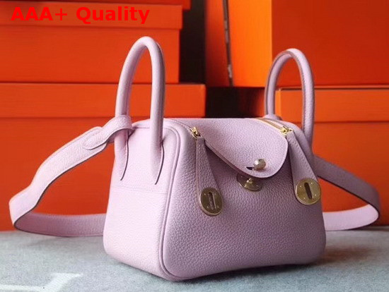 Hermes Mini Lindy Bag in Pink Taurillon Clemence Leather Replica