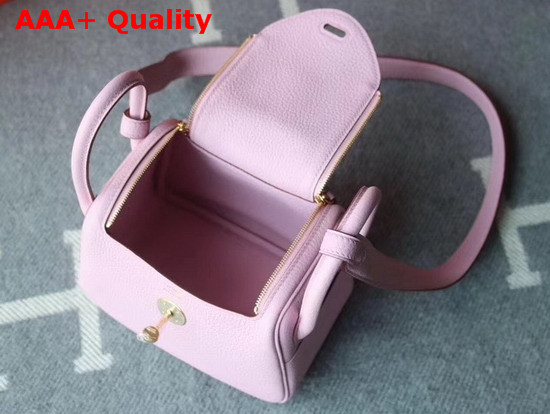 Hermes Mini Lindy Bag in Pink Taurillon Clemence Leather Replica