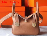 Hermes Mini Lindy Bag in Tan Taurillon Clemence Leather Replica