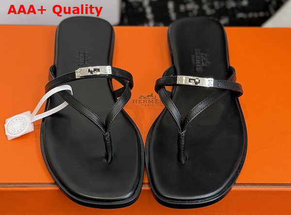 Hermes Miss Sandal in Black Calfskin Replica