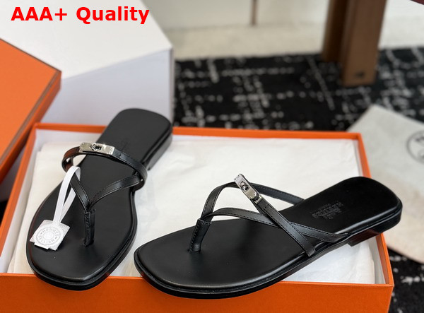 Hermes Miss Sandal in Black Calfskin Replica