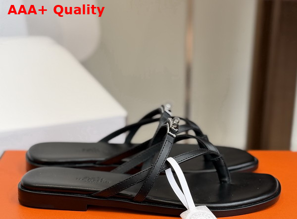 Hermes Miss Sandal in Black Calfskin Replica