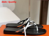 Hermes Miss Sandal in Gris Argente Calfskin Replica