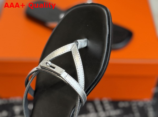 Hermes Miss Sandal in Gris Argente Calfskin Replica
