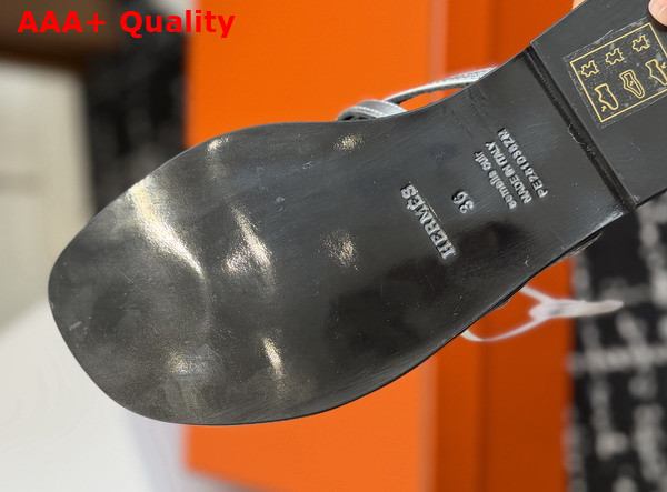 Hermes Miss Sandal in Gris Argente Calfskin Replica