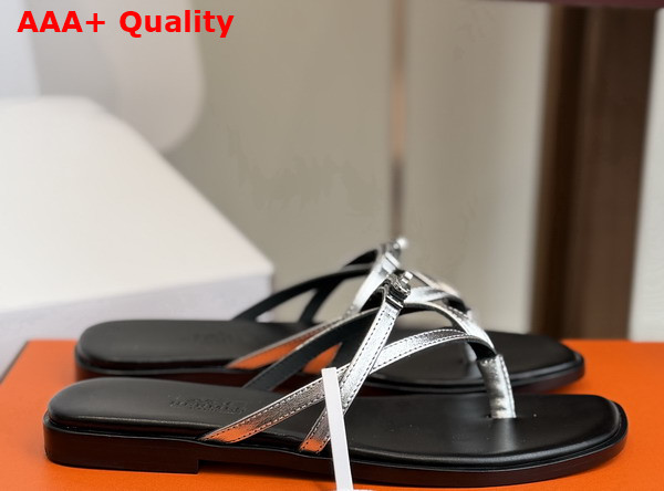 Hermes Miss Sandal in Gris Argente Calfskin Replica