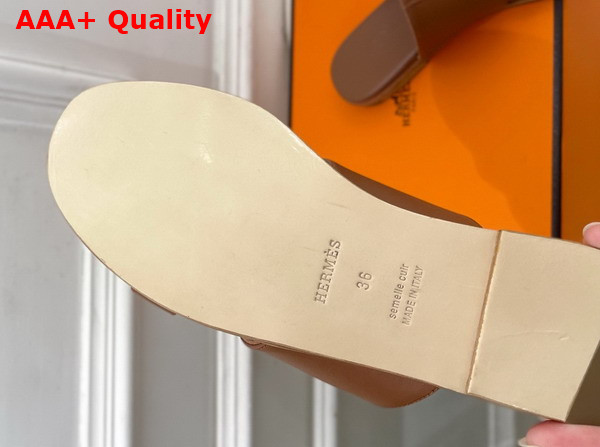Hermes Mona Sandal in Naturel Calfskin Replica