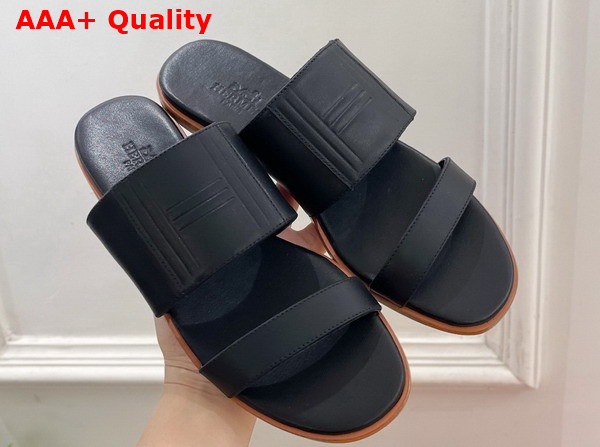 Hermes Mona Sandal in Noir Calfskin Replica