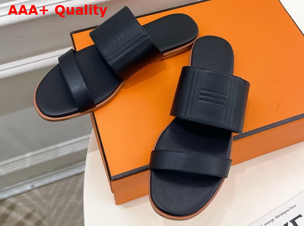 Hermes Mona Sandal in Noir Calfskin Replica